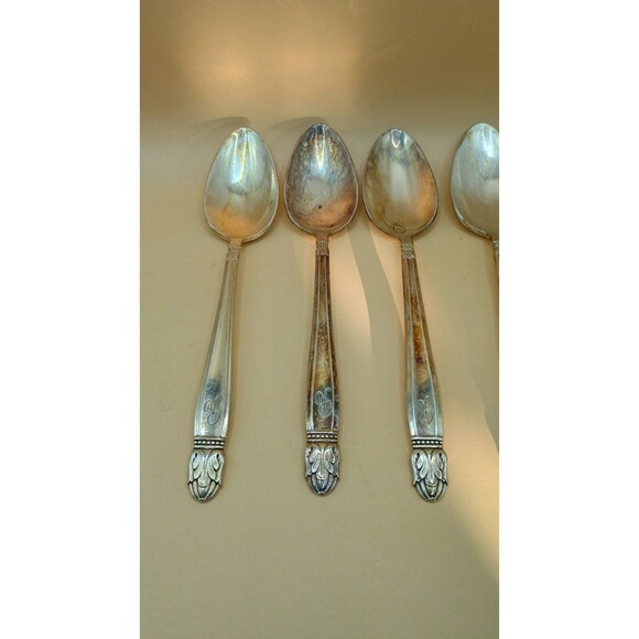 Vntg HOLMES & EDWARDS IS Danish Princess Inlaid Silver Plate - Teaspoons 5Pcs - Picture 2 of 8